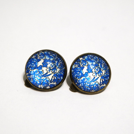 klipsy Klipsy - Kwiaty vintage - duże, brąz