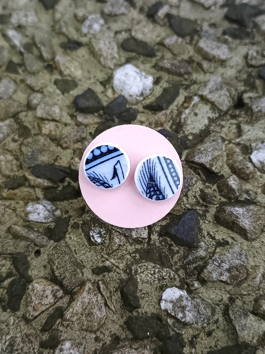 kolczyki ceramiczne Kolczyki ceramiczne w kobaltowe wzory