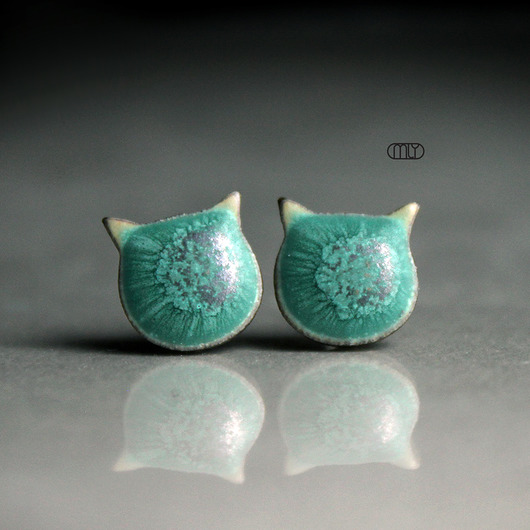 kolczyki ceramiczne Koty /stal chirurgiczna/