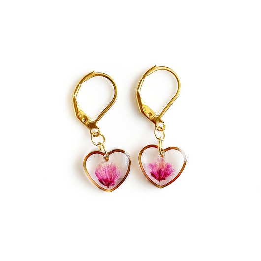 kolczyki z żywicy Kolczyki z kwiatami, prezent urodzinowy