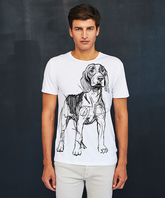 t-shirty męskie Beagle Dog Men's T-shirt white