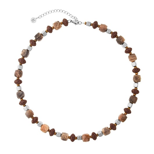 chokery Naszyjnik Boho Chic - czekoladowy mix na zapięciu - Srebrne