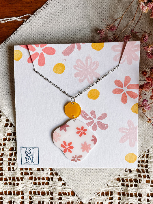 naszyjniki - inne Kolorowy naszyjnik boho z motywem kwiatowym 