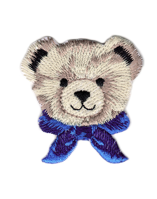 naszywki na ubrania Naszywka naprasowanka MIŚ MISIU termo haft 5x5,3cm niebieska kokarda