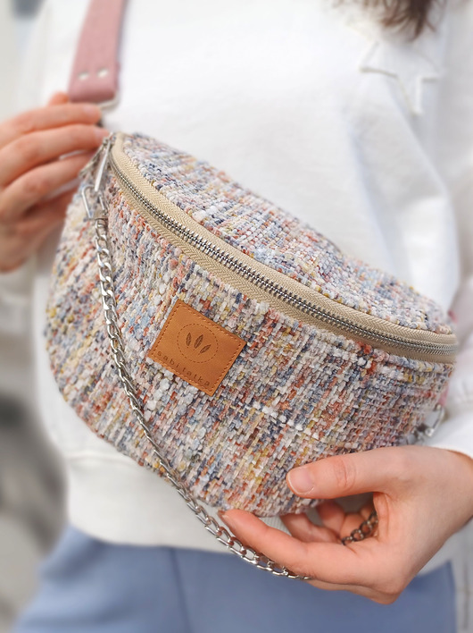 saszetka nerka Torebko nerka z kolorowej grubej plecionki