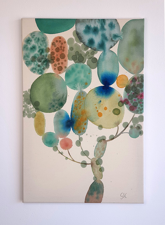 obrazy Obraz akwarelowy na płótnie 60x40 cm - Drzewo szczęścia i obfitości