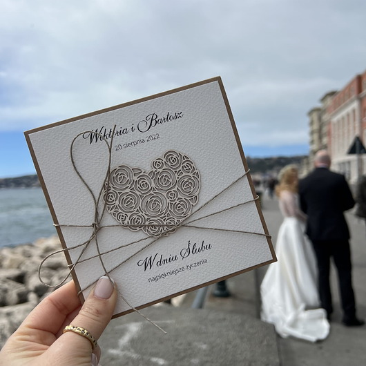 zaproszenia i kartki na ślub Personalizowany prezent - wyjątkowa kartka ślubna ręcznie robiona w stylu boh