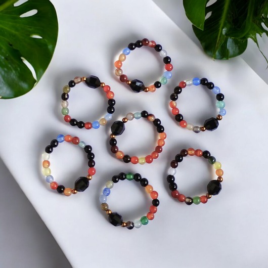 pierścionki elastyczne Pierścionek : turmalin, agat multicolor