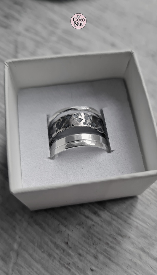 pierścionki srebrne Pierścionek TEXTURE - 4 obrączki srebro T2021