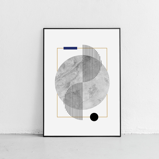 Marine 3 - autorski plakat z granatem PLAKATY GEOMETRYCZNE