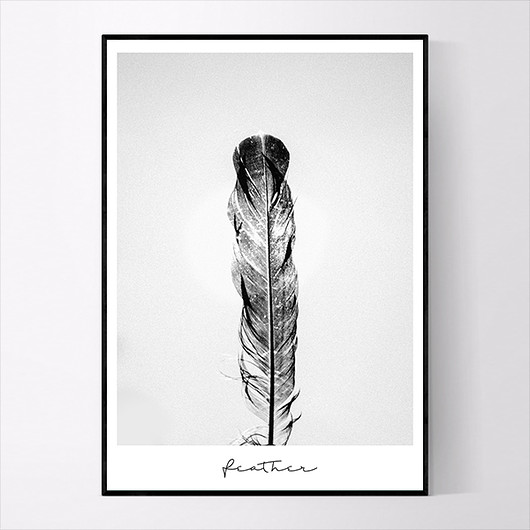 Plakat GREY FEATHER 21x30 CM MUKKO