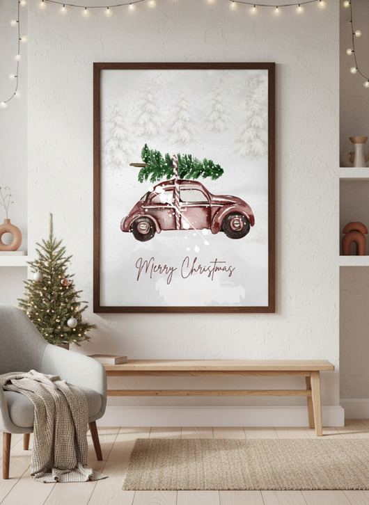 plakaty Plakat Christmas car