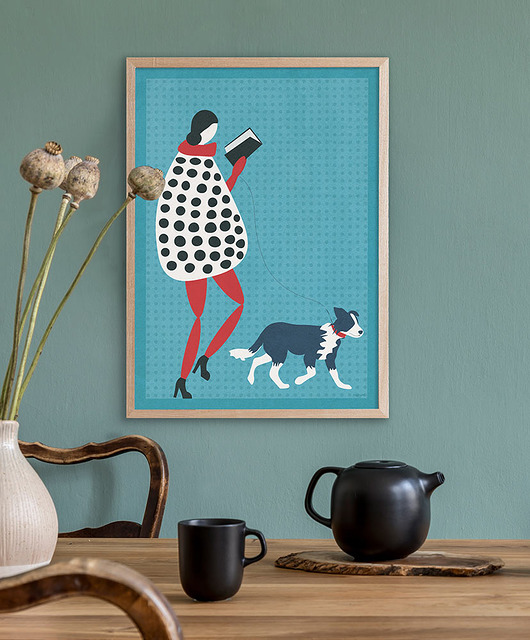 plakaty Plakat - Zaczytany spacer z psem