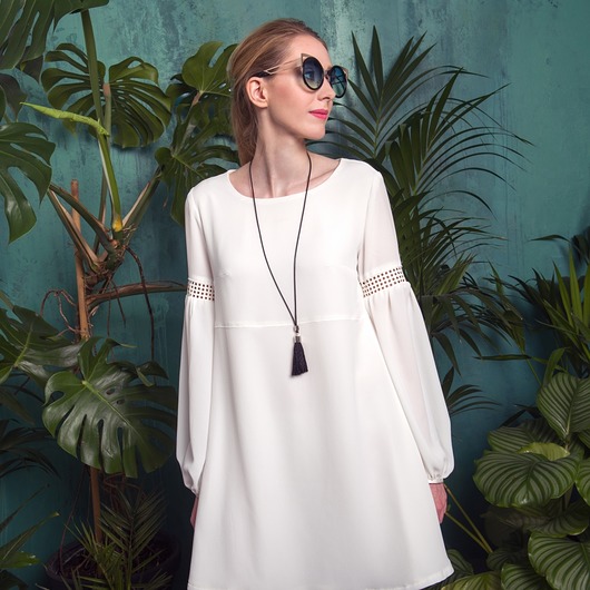 Sukienka boho z bufiastymi rękawami COCOON
