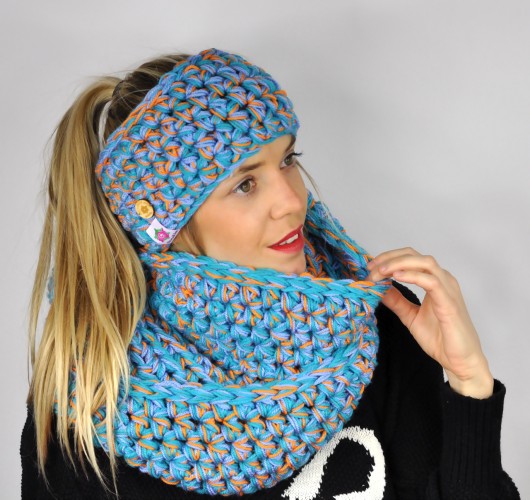 Komplet komin XXL +opaska Goodie HANDMADE-turkus Goodie