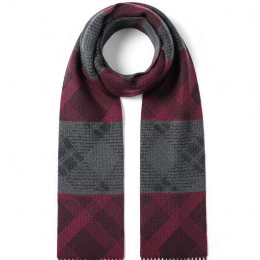 tuby i kominy Szalik Męski szal 100% kaszmirowy bordowy wiśniowy szary kaszmir