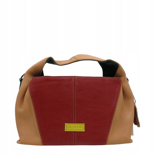 torby na ramię Torebka damska skórzana do ręki ze skrawków skór elegancka kolorowa OLIVKA