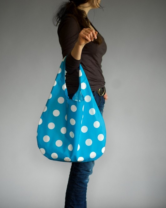 URB bag niebieski w kropy patkas