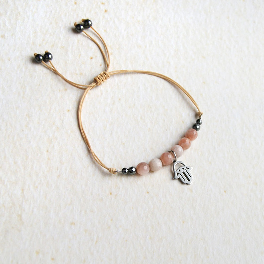 bransoletki z kamieni naturalnych OPTYMIZM, ochrona - kamień słoneczny & hamsa