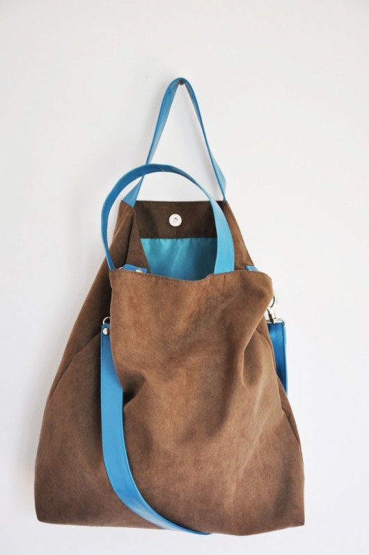 Torba hobo XXL - brąz, turkus PRACOWNIA 166