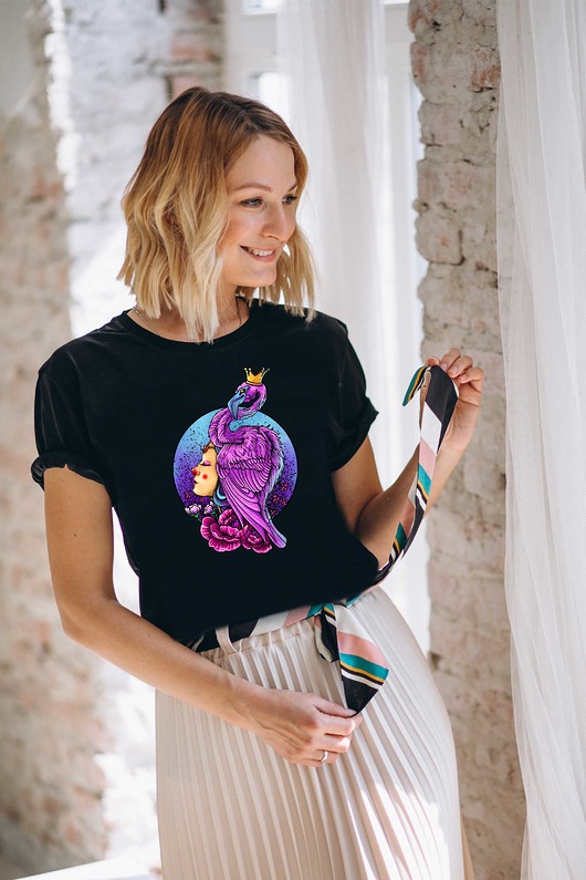 Koszulka czarna damska oversize Queen ART ORGANIC