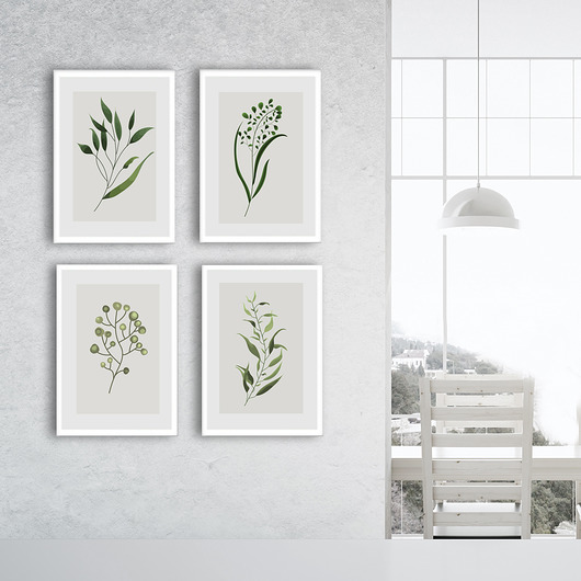 4 plakaty botaniczne w białych ramkach Poster Gallery Wall