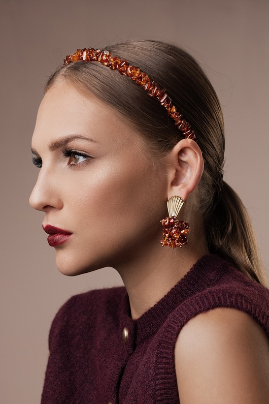 kolczyki z kamieniami Kolczyki Amber Echo Seashell