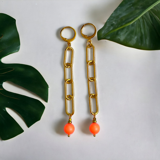 kolczyki swarovski Swarovski neon pearls : neon orange