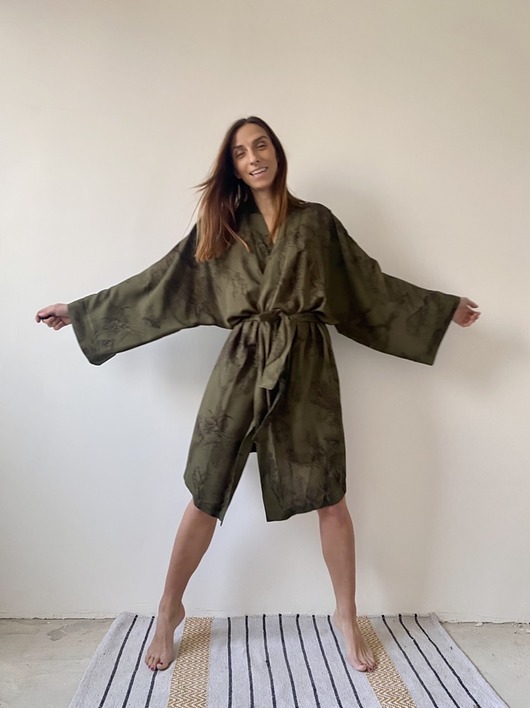 szlafroki damskie Szlafrok narzutka kimono z wiskozy i lnu