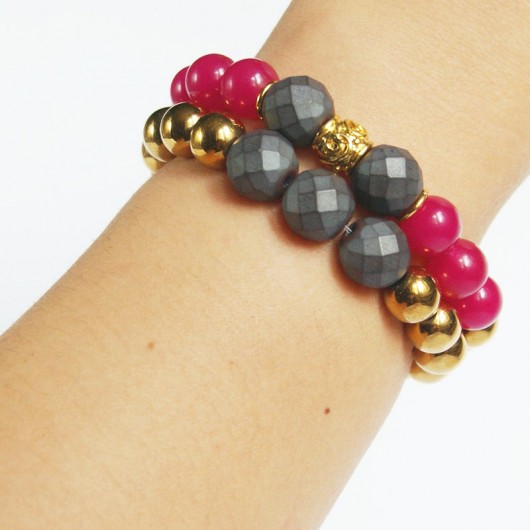 jadeit FUCHSIA PINK, gold & graphite kaktusia