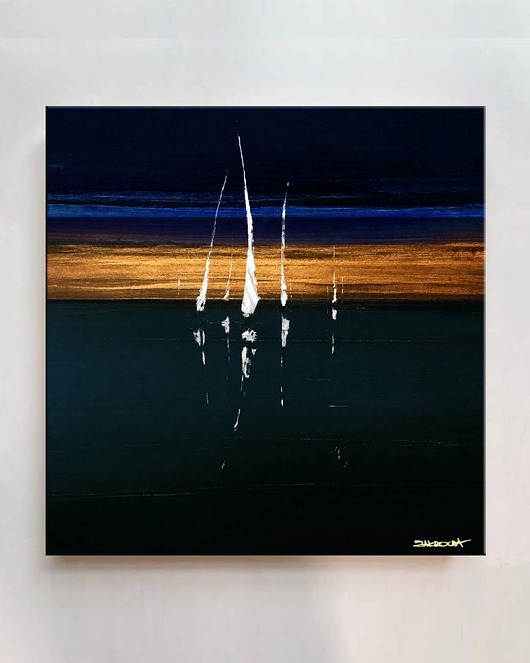 obrazy SPOKÓJ MORZA - unikat obraz ręcznie malowany akryl 120x120cm