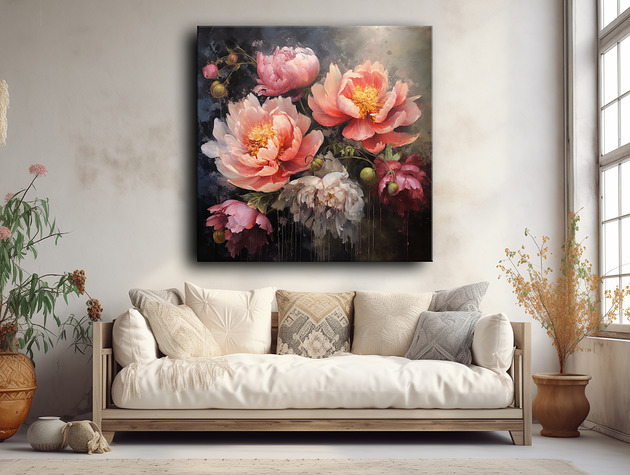plakaty Peonie - Plakat - Olej, Boho, Abstrakcja