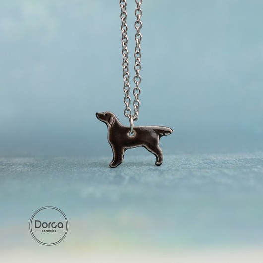 Flat coated retriever mini zawieszka- ceramika Dorca