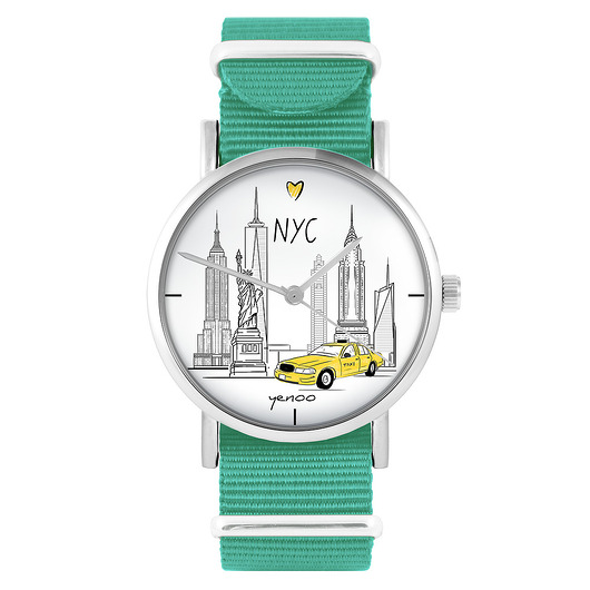 zegarki unisex Zegarek - New York - turkusowy, nylonowy