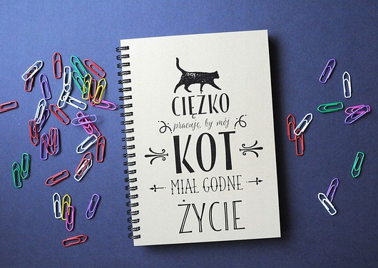notatniki i albumy Ciężko pracuję, by mój kot .., notatnik