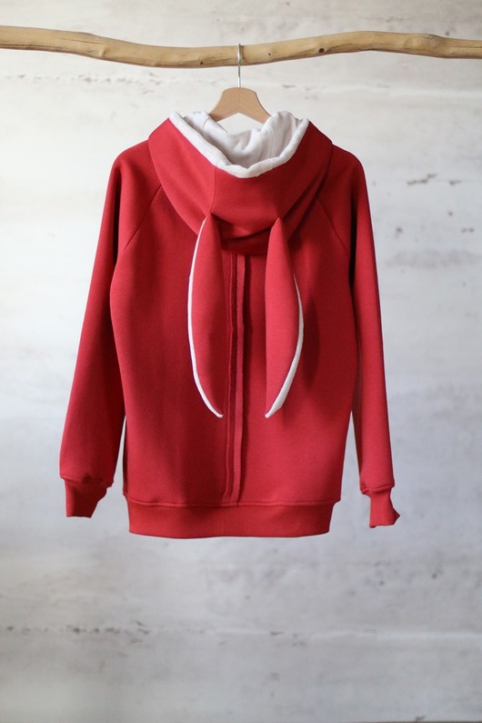 bluzy męskie Bluza Męska Malinowy KRÓLIK z Uszami