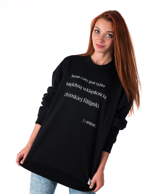 Bluza unisex z cytatem,Witkacy,"Filiżanka" Golden Lips
