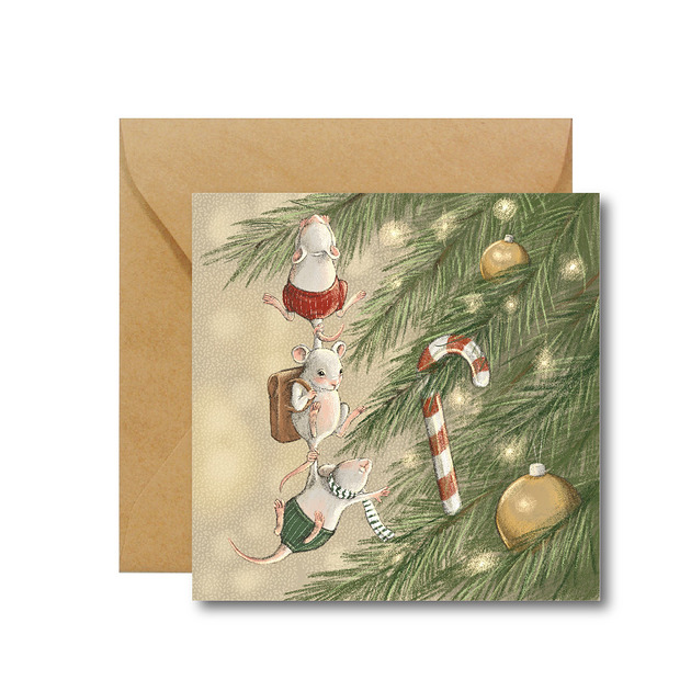 kartki świąteczne Trzy Myszki - kartka świąteczna Hi Little
