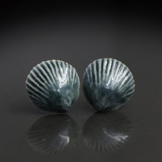 kolczyki ceramiczne Shell/stal chirurgiczna/