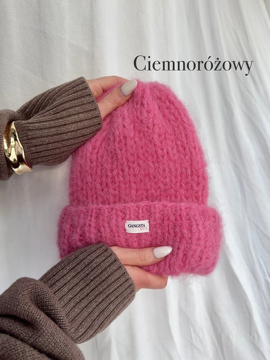 czapki damskie Puszysta czapka Cloud wełna merino alpaka *ciemnoróżowy*