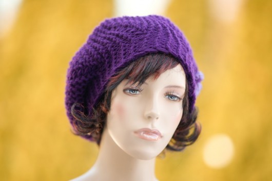  Beret " Countess violet "  HERBE DESIGN