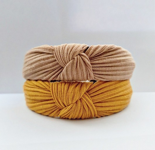 opaski do włosów Opaska z supełkiem beż lub musztarda