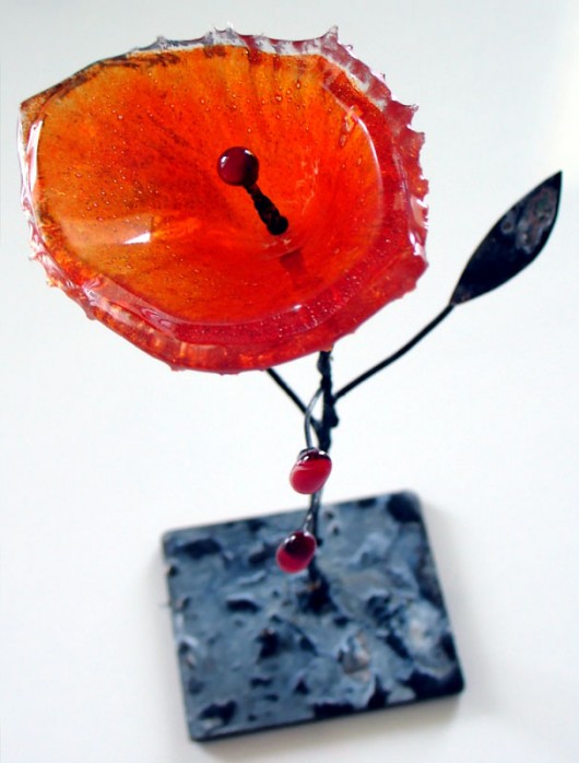 Szklany kwiat POMARAŃCZOWY Borowska Glass Design