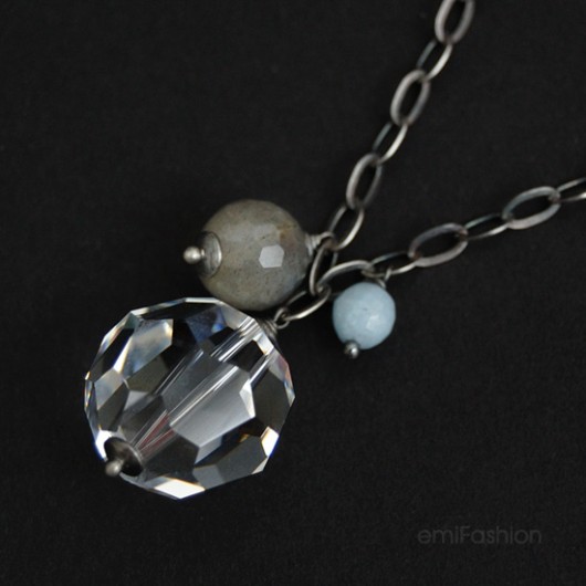 Kryształ, Labradoryt i Akwamaryn MAREMI Jewelry