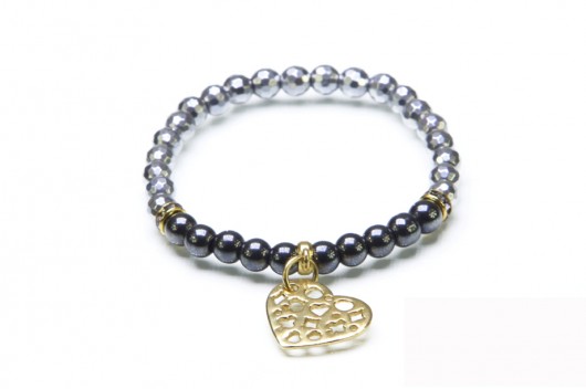 Maguri Hematyt srebrny i ciemno szary z sercem Maguri Jewellery