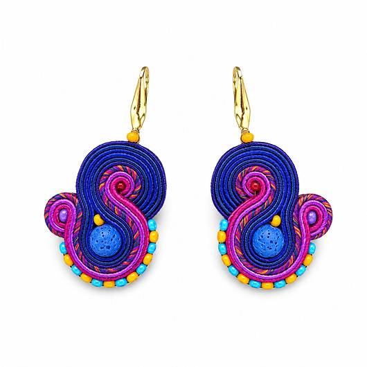 kolczyki soutache Małe i kolorowe kolczyki sutasz
