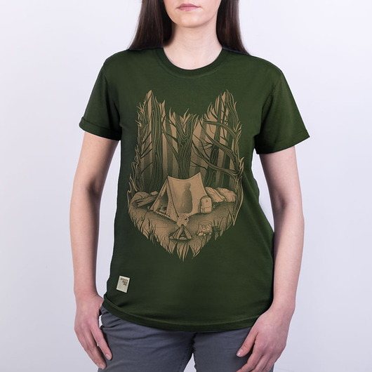 t-shirt damskie Koszulka damska WILK/LEŚNE   khak