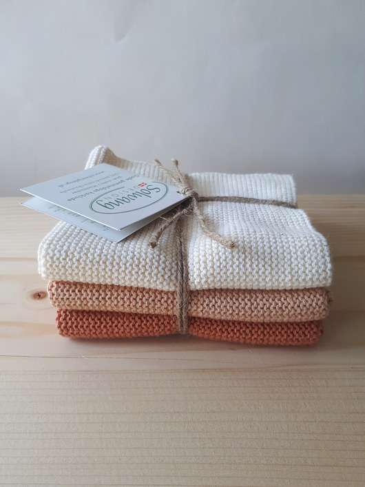 fartuchy kuchenne Myjki zestaw  krem karmel terracota