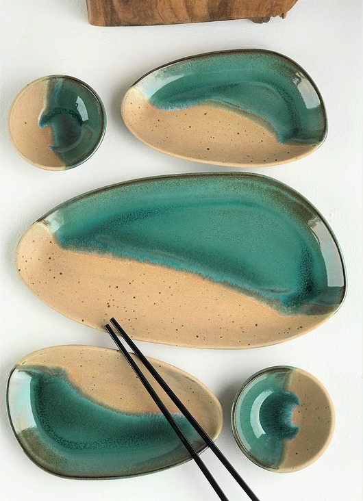 patery i talerze Zestaw ceramiczny do sushi dla dwojga