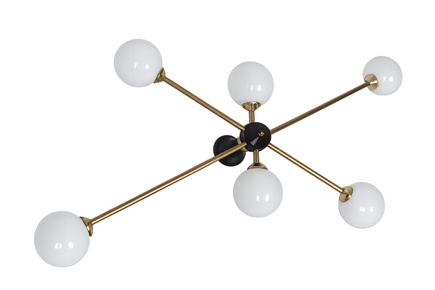 lampy wiszące Żyrandol Stilnovo vintage lata 60. mosiądz szkło 6xE14